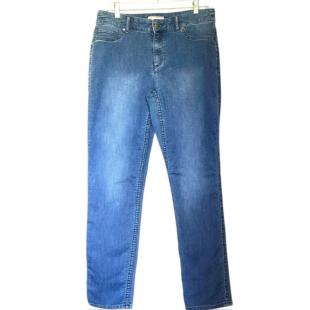 CHICOS BLUE STRETCH TAPERED JEANS CHICOS SIZE 0 / S / 4 REG